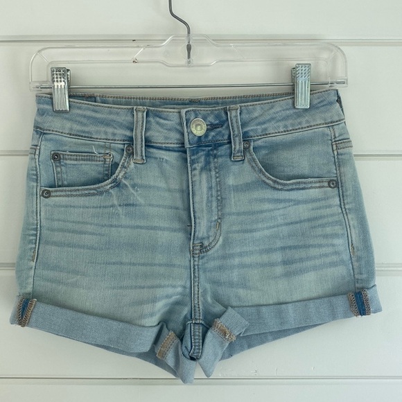American Eagle | Faded Light Denim Shorts with Distressing | Excellent Condition - Picture 2 of 7